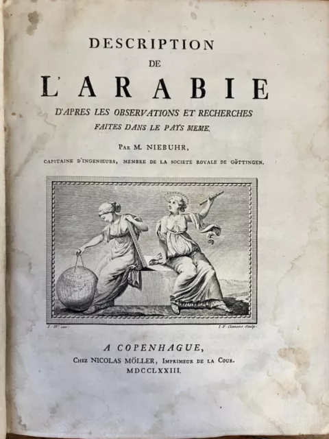 Description de l’Arabie - Carsten Niebuhr - à Copenhague 1773  planches & cartes