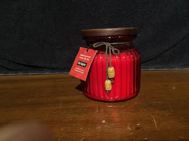 Pier 1 Scented Candle Island Orchid 17 Oz  Red Jar Wood Lid New