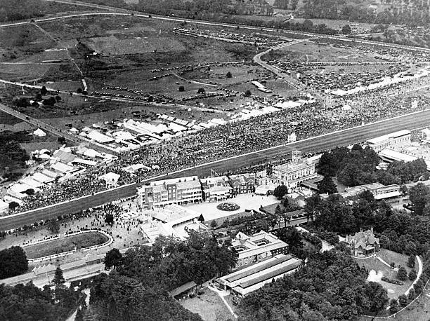 Horse Racing Aerial view of Ascot Racecourse Old Historic Photo