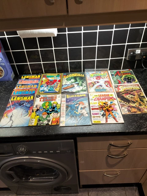 comics job lot bundle,,lensman,superman justice league,, Godzilla,a more