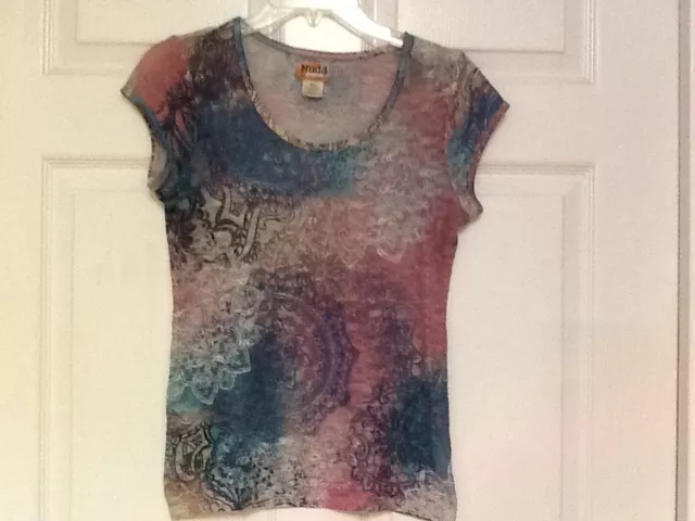 Mudd Girls Shirt Size XL Cap Sleeve Printed Lace 13