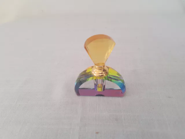 Small Empty Art Glass Perfume Scent Liquid Bottle With Prism Colours Art Deco