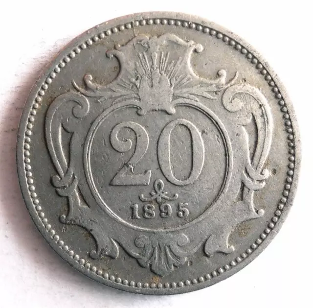1895 AUSTRIA 20 HELLER - Excellent Coin - FREE SHIP - Austria-Hungary Bin #2