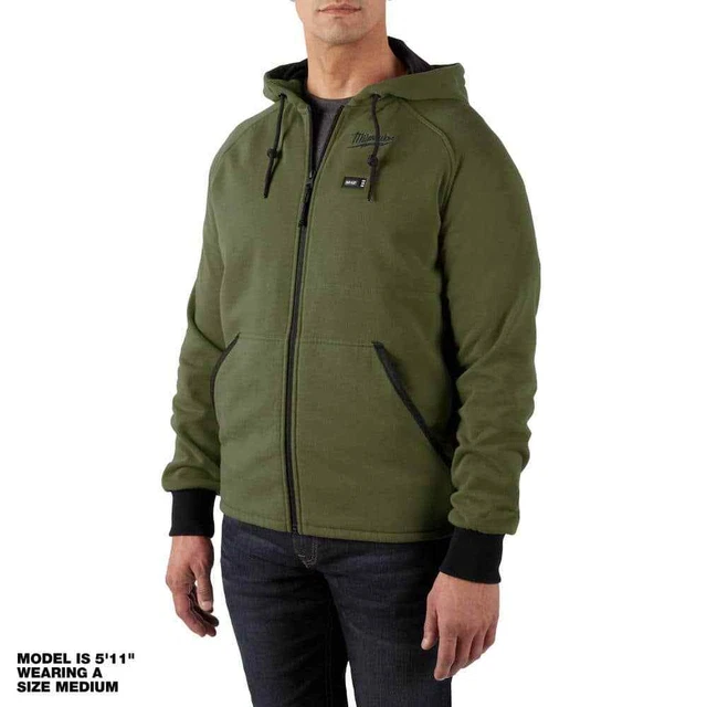 Milwaukee Heated Sweatshirt Men 2XL 12V Li-Ion Cordless in Green Jacket Hoodie