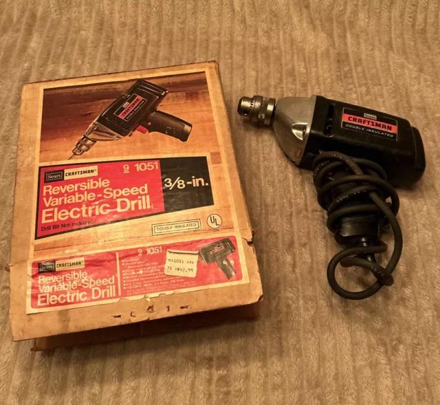 Vintage Sears Craftsman Reversible Variable Speed Electric Drill 80’s Original !