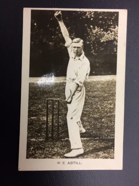 Famous Cricketers, 1922, Boys Realm Trade Card, # 13, William Ewart Astill, Vgc