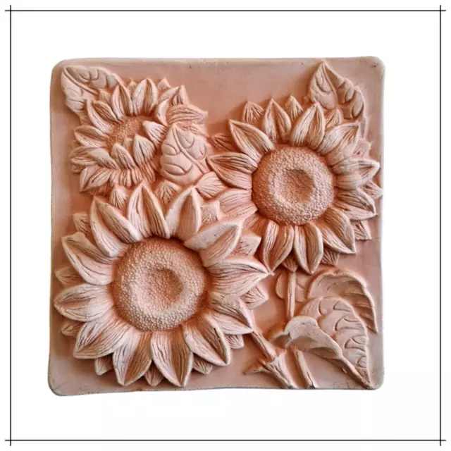 Decorazioni parete in terracotta bassorilievo da esterno frutta girasoli