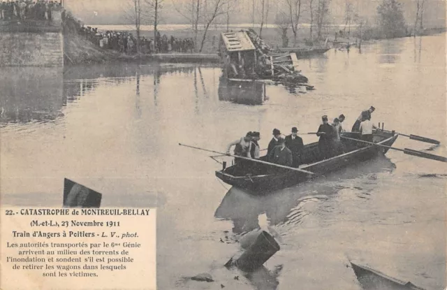 Cpa 49 Catastrophe De Montreuil Bellay / Train D'angers A Poitiers 1911