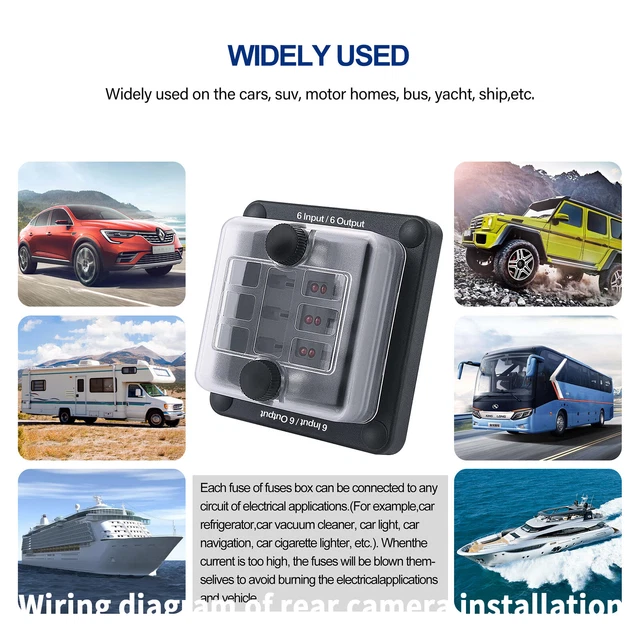 6/12 Way Blade Fuse Box Block Holder ATO ATC for Car Marine Boat RV Waterproof E