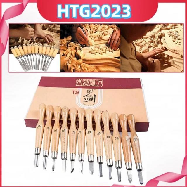 12 piezas talla de madera cincel manual juego de herramientas carpintería profesional