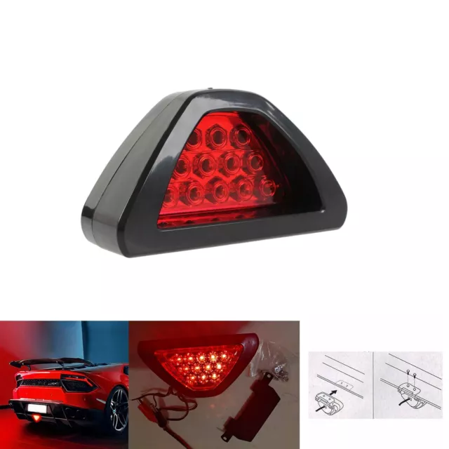 F1 Style 12 LED Rear Tail Brake Stop Light Third Red Strobe Safety Fog DRL Lamp