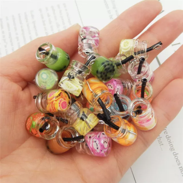 20 Stück Mehrfarbig Imitationssaft Glas Flasche Charm Ohrring Anhänger 22x11mm