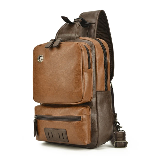 Bolso Bandolera Grande De Cuero PU Para Hombre - Ideal Para Gimnasio, Viaje O Uso Diario