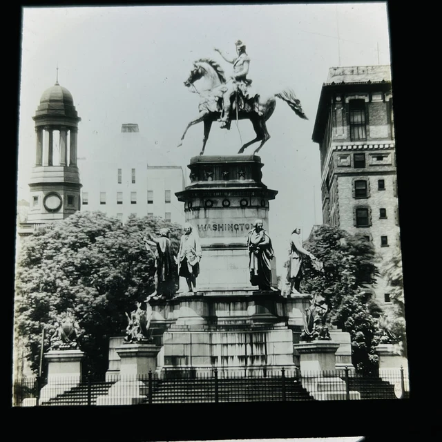 Vtg Magic Lantern Glass Slide Photo Washington Capitol Square Richmond VA