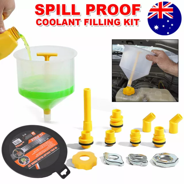 15X Car Radiator Coolant Funnel Vehicles Auto Antifreeze Bleeder Refill Tool Kit