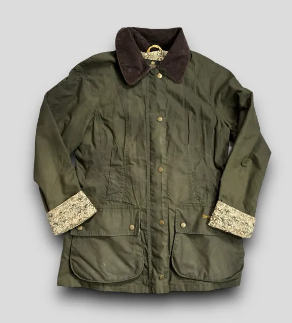 BARBOUR BEADNELL PRINT Wax Jacket Ladies UK 10 Olive $95.37 - PicClick AU