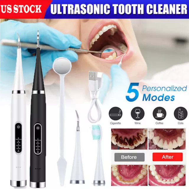 Electric Ultrasonic Tooth Cleaner Teeth Cleaning Dental Tartar Plaque Calculus