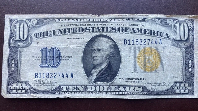 1934 A Ten Dollar Silver Certificate NORTH AFRICA Note $10 Bill Cir. #56435
