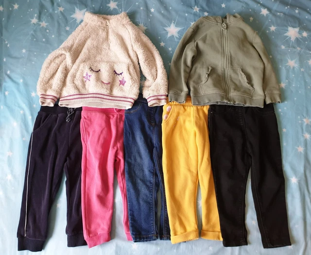 Girls' Clothing Bundle: Jeggings, Joggers, Jumper & Hoodie. 2-3 years. 7 items.