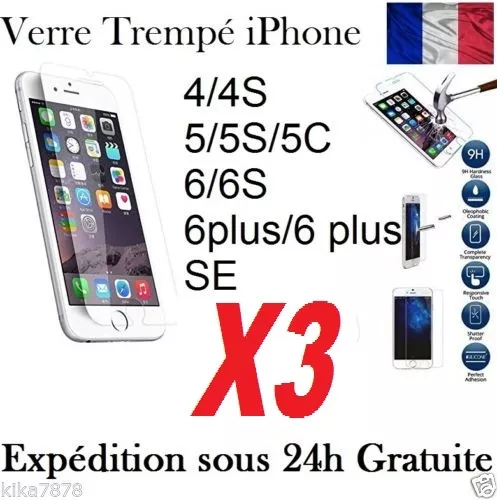 LOT 1/4 VITRE Ecran Film Verre Trempé protection Pour Apple iphone
