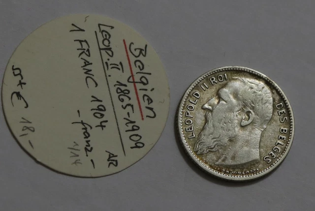 Belgium 1 Franc 1904 Des Belges Silver B46 #Z9456