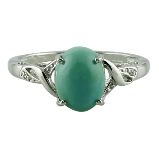 Adorable Turquoise Oval Shape Gemstone Sterling Silver Wedding Ring