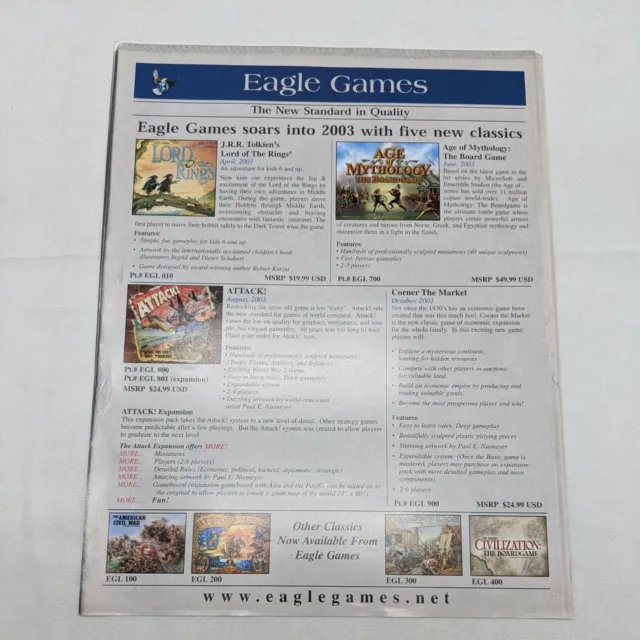 Eagle Games 2003 Sellsheet Flyer Lord Of The Rings Age Of Mythology