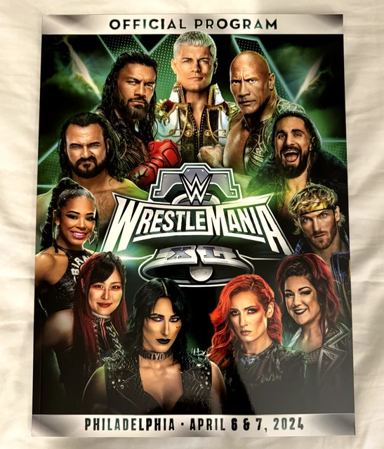 2024 WRESTLEMANIA 40 Official Program Philadelphia Xl Rock Roman Cody