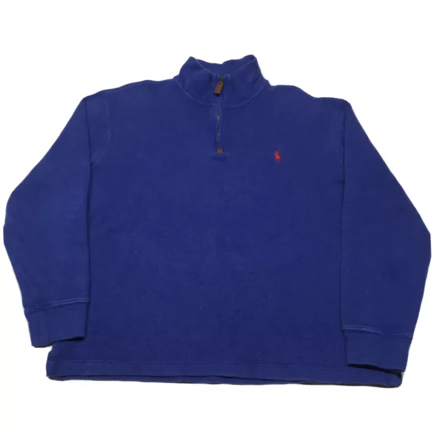 Polo Ralph Lauren Sweater Men’s Medium Blue Estate Rib 1/4 Zip Pullover Casual