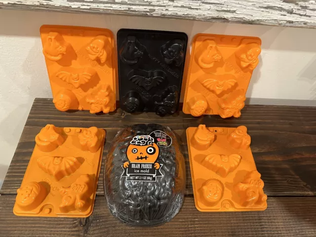 5 moldes de gelatina jigglers y molde de hielo cerebral embrujado Halloween utilería tiros de gelatina murciélago