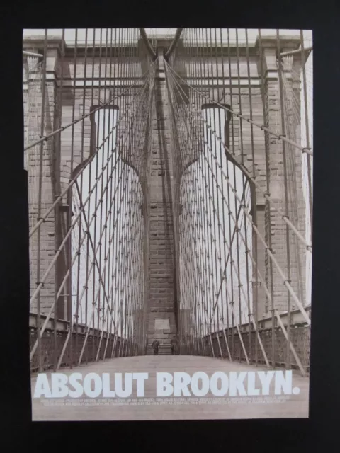 1994 Absolut Brooklyn Vodka Bottle art-VTG print ad / mini poster-New York NYC