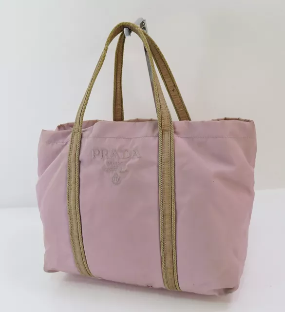Authentic PRADA Pink Nylon Tote Hand Bag Purse #56227B
