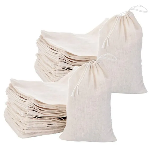 Paquete de 50 bolsas de algodón muselina bolsas multiusos con cordón para joyería de té novia