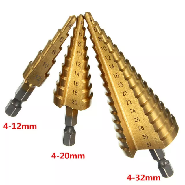 HSS Stufenbohrer Titan Schälbohrer 4-12mm 4-20mm 4-32mm Kegelbohrer Senker