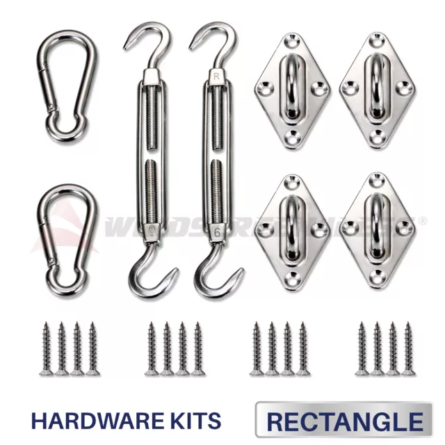 6" 8" Square Triangle Sun Shade Sail Stainless Steel Hardware Installation Kit