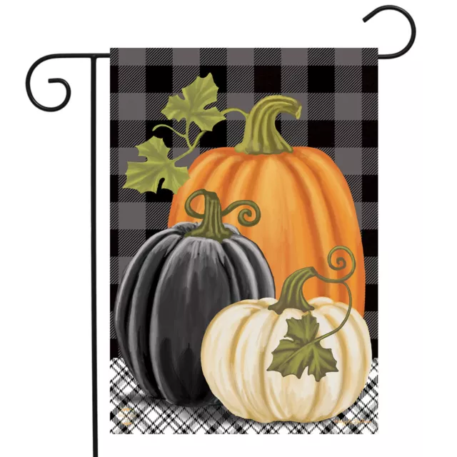 Checkered Pumpkins Autumn Garden Flag Primitive Fall 12.5" x 18" Briarwood Lane