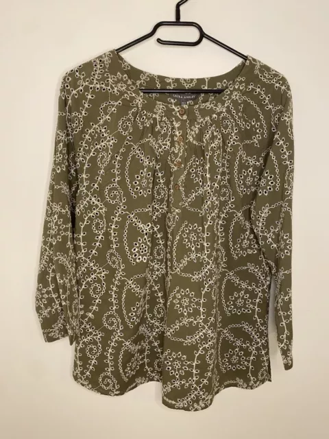 Laura Ashley, Broderie Anglaise, Long Top, Tunic, green & white RRP £60