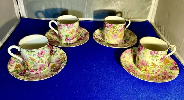 Vintage Japan Floral Small Porcelain TEA SET Hand Painted 22k Details Mint Cond.