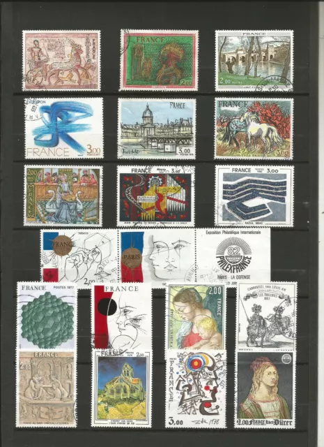 France 1 lot de 19 timbres oblitérés, Série artistique (N30)