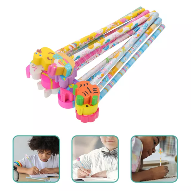 24 Pcs Wood Easter Pencil Student Erasers for Kids Pencils in Bulk