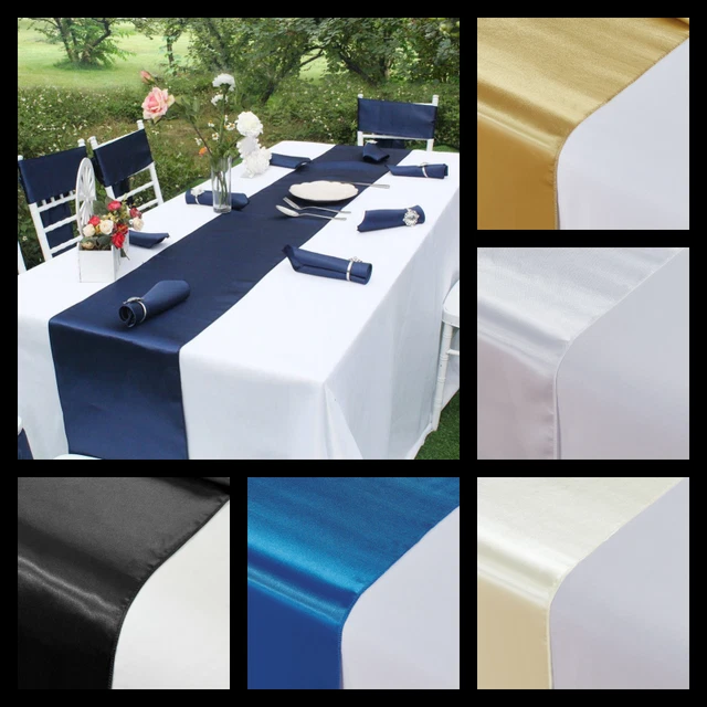 1Pc Modern Satin Table Runner Event Banquet Restaurant Decor  12" W X 109" L