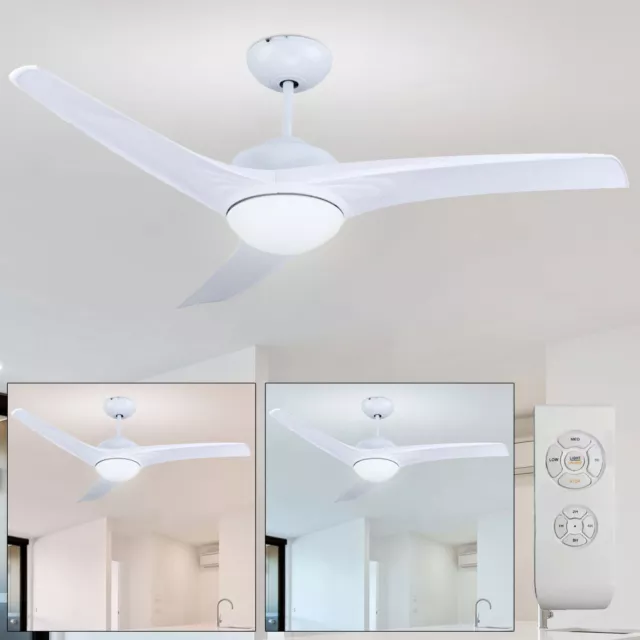 LED Deckenventilator Tageslicht FERNBEDIENUNG Wärme Lüfter CCT Lampe Weiß 132 cm