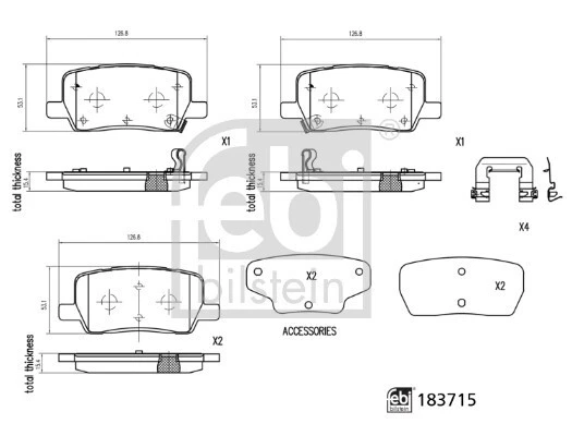 Brake Pads Set fits TESLA MODEL S 5YJS Rear 2012 on 109741600B 109741600C Febi