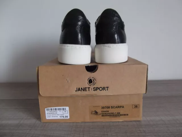 JANET SPORT Scarpe Sportive Sneackers Donna 36 Pelle Nero Borchie List.179€ 2