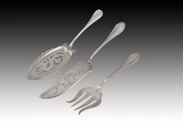 Set of three serving cutlery. Silver. ESPUNES, Matilde. Spain, early 20th c.