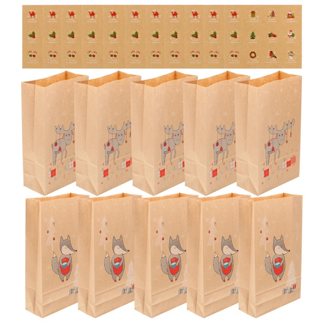 Bolsa de papel Christmas Kraft bolsa de dulces de Navidad vintage 2 juegos