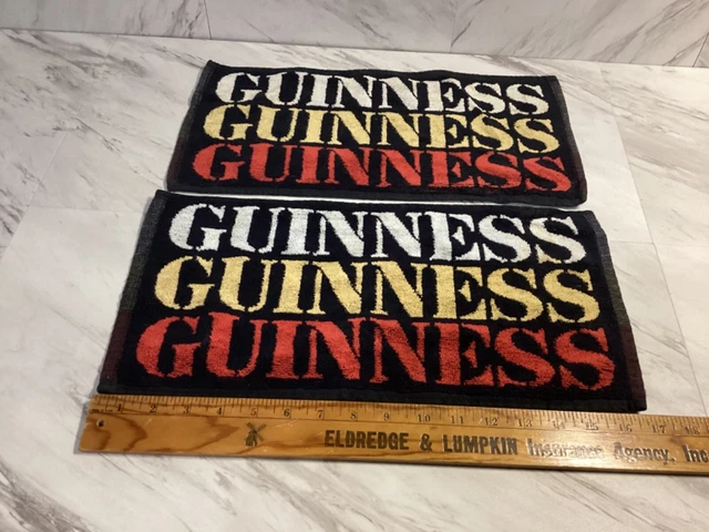 2 Guinness Beer Bar Towel Pub Home Bar Man Cave Shed Golf Towel ~ 18 x 8.5