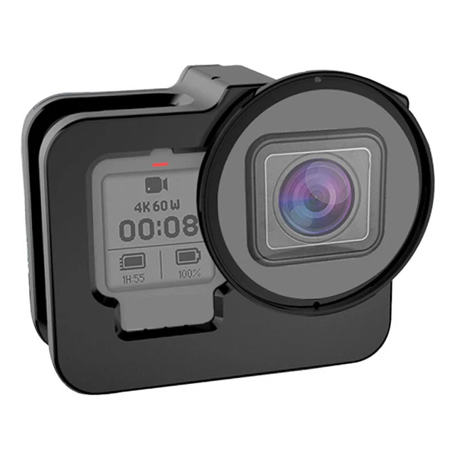 Cadre en aluminium Cage Shell Case Cover w / filtre UV pour GoPro 9 Caméra Noir