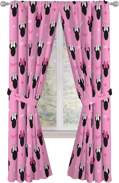 Minnie Mouse "Hearts N Love" Kids 84" Curtain Panel, Set of 2 - AB07ZTTTY156