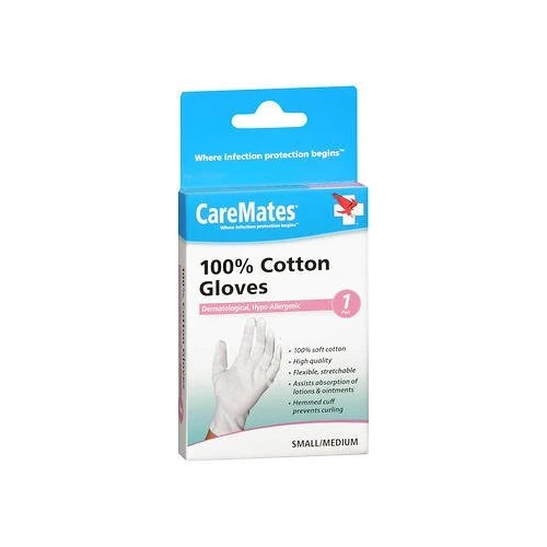 Guantes Caremates 100% Algodón Hipoalergénicos Flexibles Pequeños Medianos 1 Par 3 Paquete